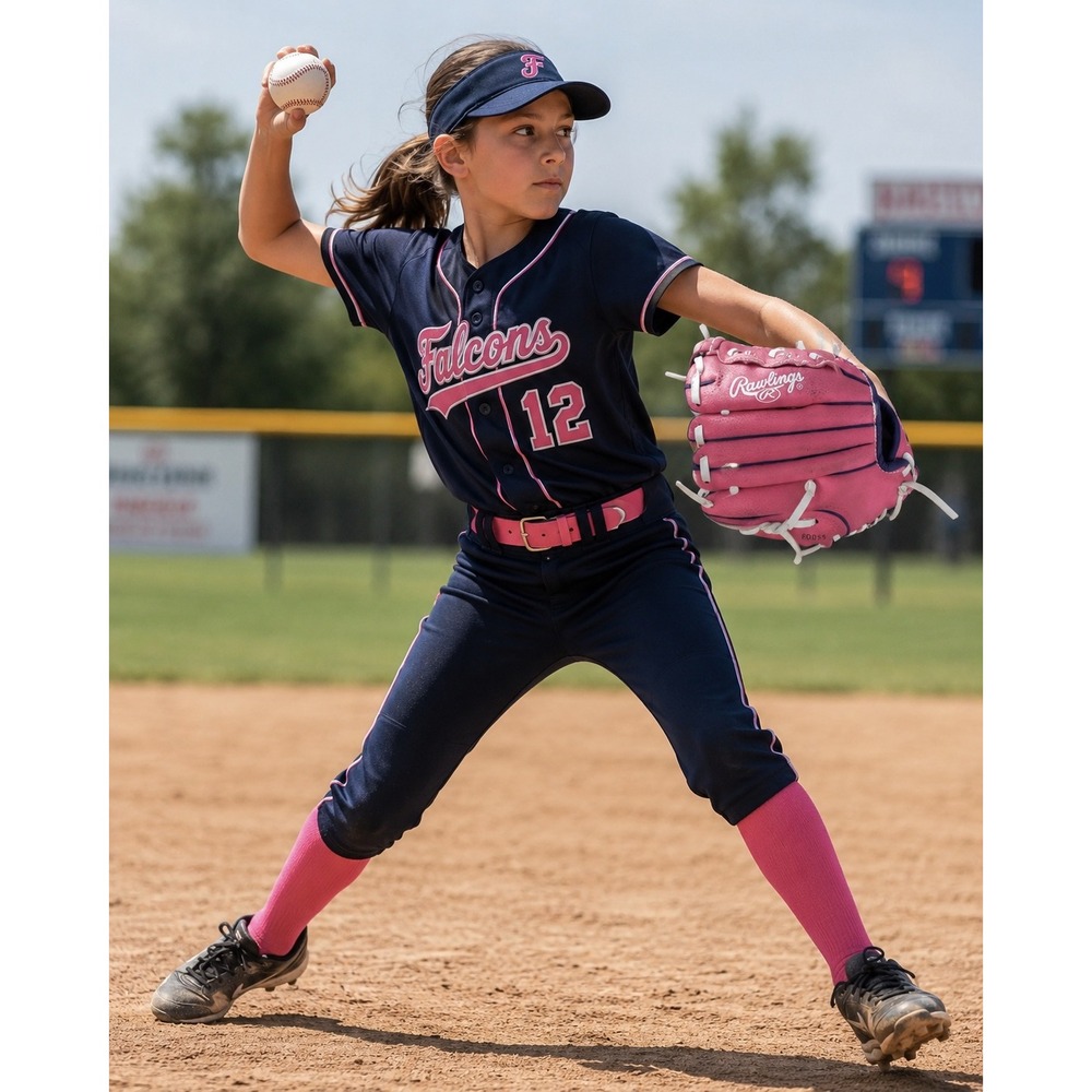 Rawlings Players‎ Series Youth 9" T-Ball Pink Blue Glove Mitt Right Hand Throw